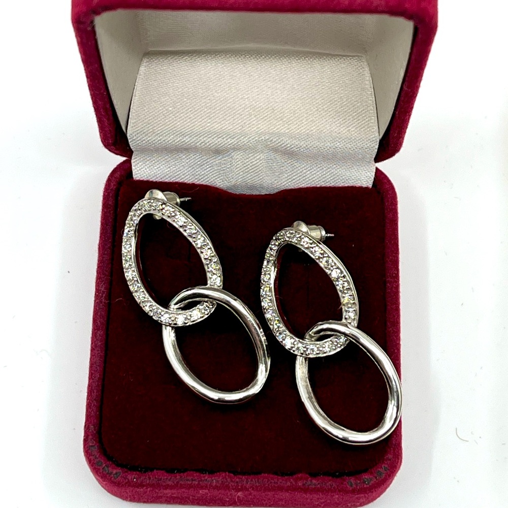 Vintage Sterling Silver Dangle Earrings with Brilliant Sparkle